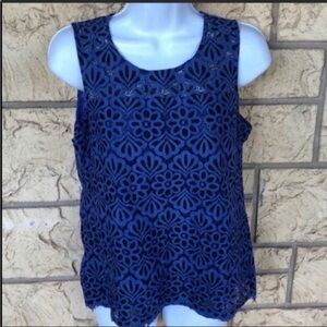 Skies are blue Lace Tank Blouse Royal Blue Business Career Work Size Small
